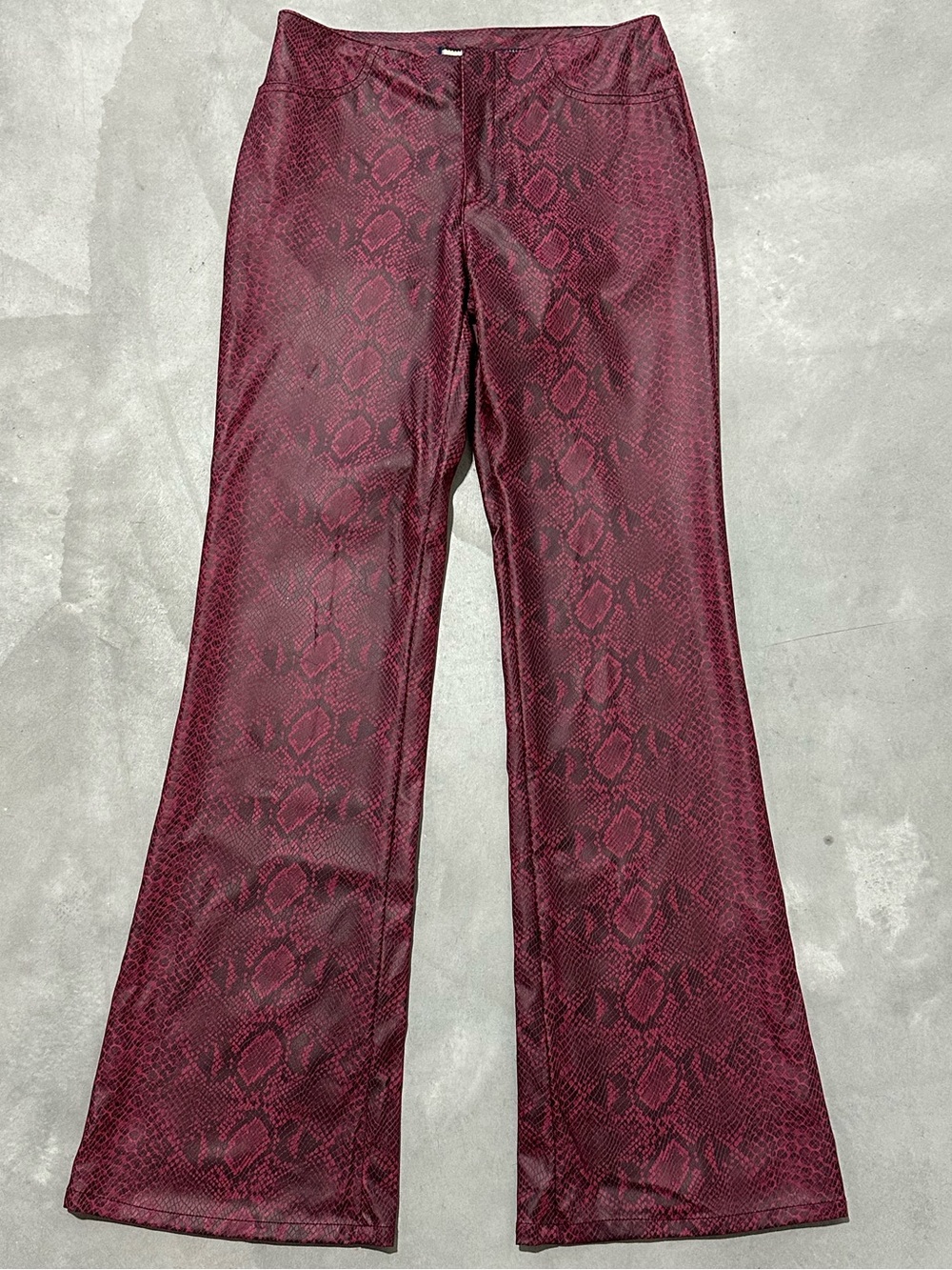 Paris Blues Originals Y2K Red Black Snakeskin Faux Leather Flare Pants Size 3
